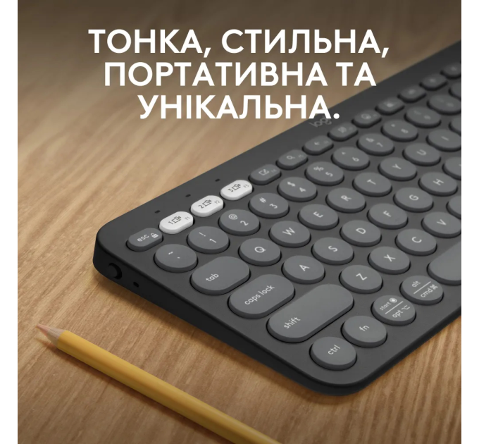 Logitech Клавіатура Logitech K380s Pebble Keys 2 Tonal Graphite