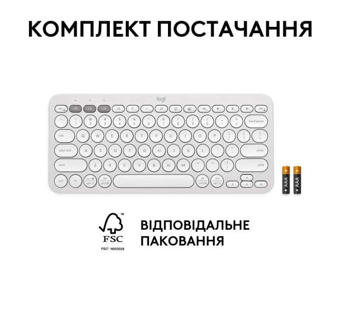 Logitech Клавіатура Logitech K380s Pebble Keys 2 Tonal White