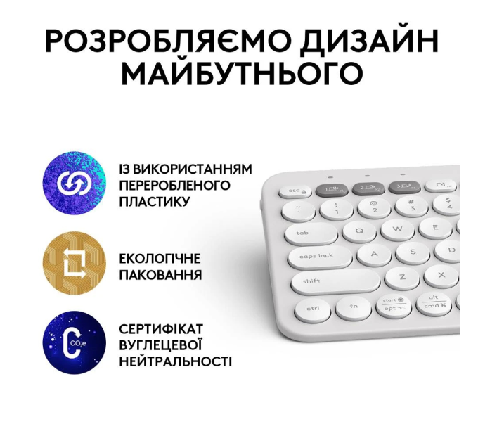 Logitech Клавіатура Logitech K380s Pebble Keys 2 Tonal White
