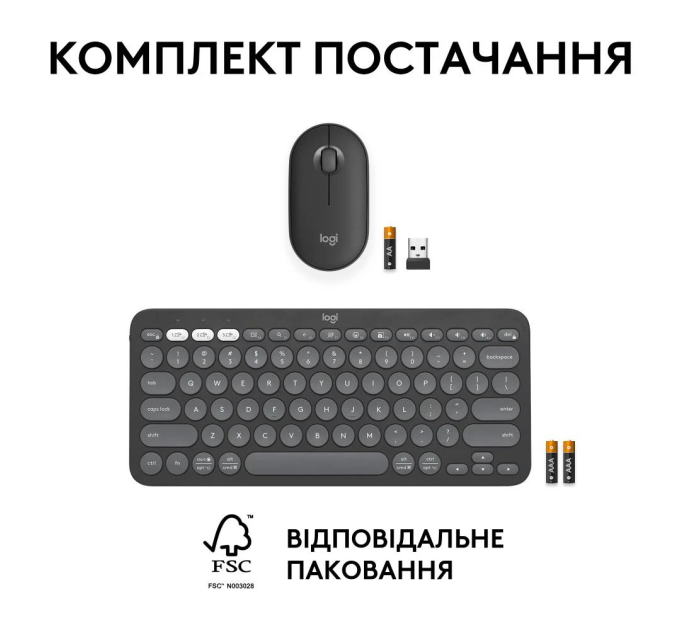 Logitech IT набір Logitech Pebble 2 Combo - Tonal Graphite - US INT'L - 2.4GHZ/BT