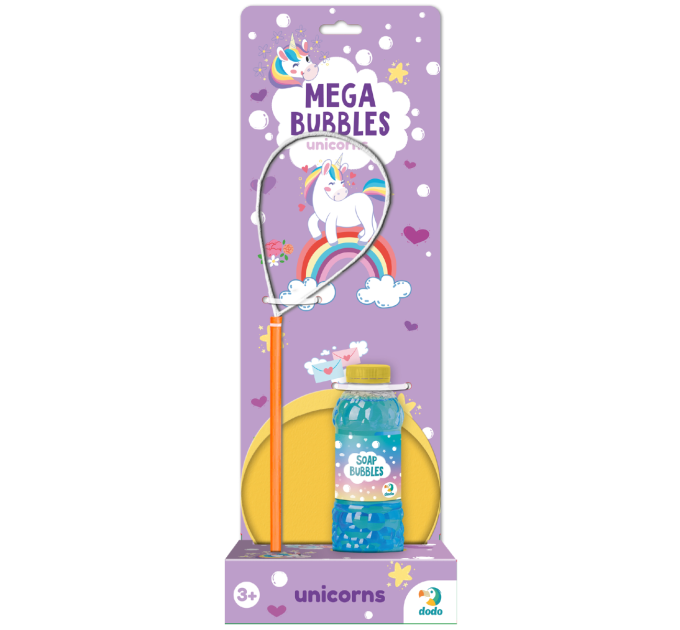 DoDo Мильні бульбашки Dodo Mega Bubbles Єдиноріжки 450 мл з тарілочкою