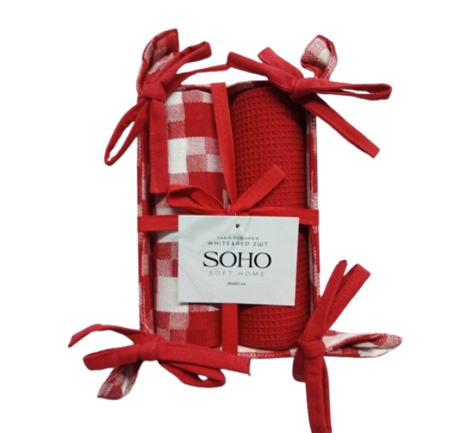 SOHO Набір рушників Soho 40x60см White&Red 2шт