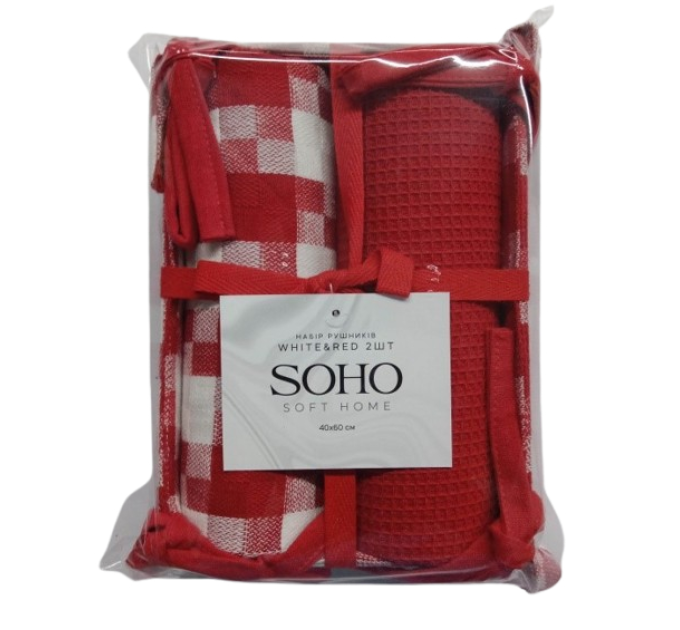 SOHO Набір рушників Soho 40x60см White&Red 2шт