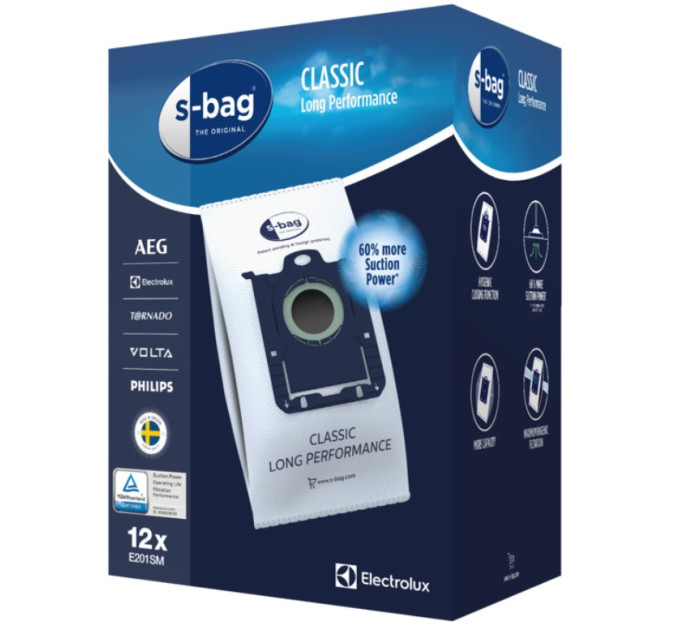 Electrolux Мішки для пилососа Electrolux E201SMCB S-bag Classic LongPerformance 12х3.5л