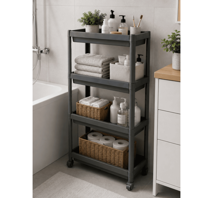 Violet House Етажерка 4-х ярусна Violet House 6014 Long Shelf GREY 54х18х91 см