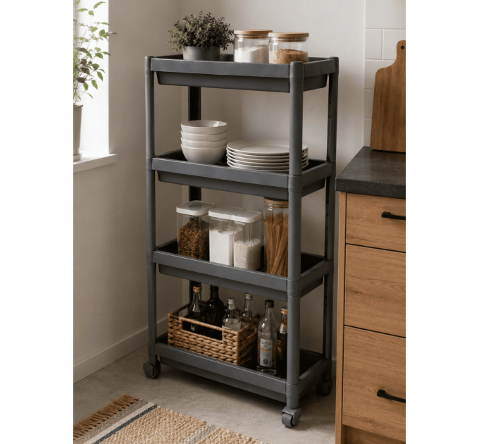 Violet House Етажерка 4-х ярусна Violet House 6014 Long Shelf GREY 54х18х91 см