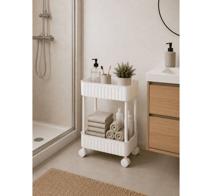 Violet House Етажерка 2-х ярусна Violet House 6021 Honeycomb WHITE 17х27х43 см