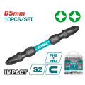 Total Викрутні насадки TOTAL TACIM16PH233, PH2+PH2, 65мм,10шт.