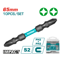 Викрутні насадки TOTAL TACIM16PH233, PH2+PH2, 65мм,10шт.
