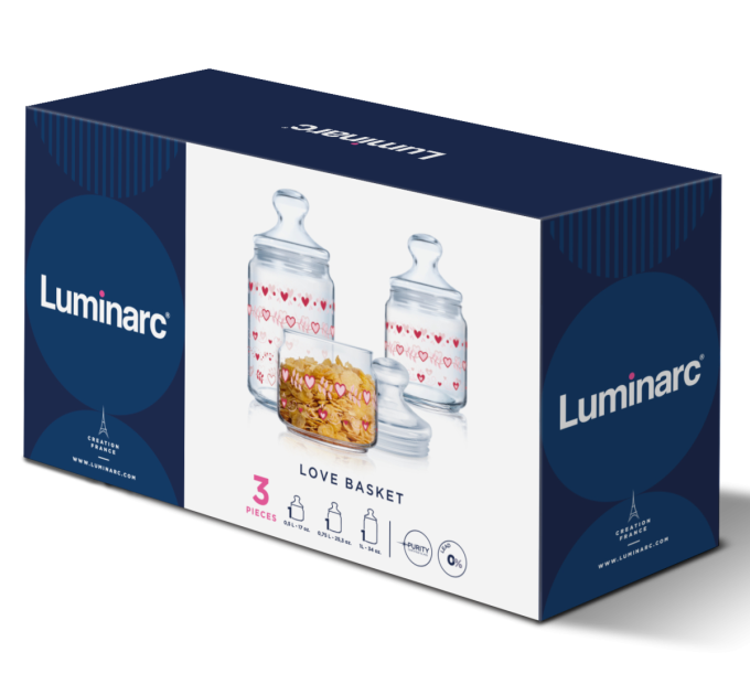 Luminarc Набір банок Luminarc Club Love Basket, 3х0.5, 0.75, 1 л