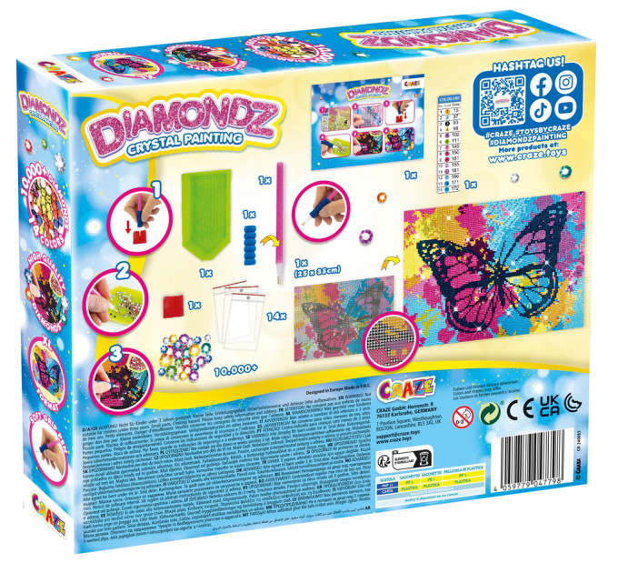 CRAZE Набір для створення картини Craze Diamondz Метелик зі стразами