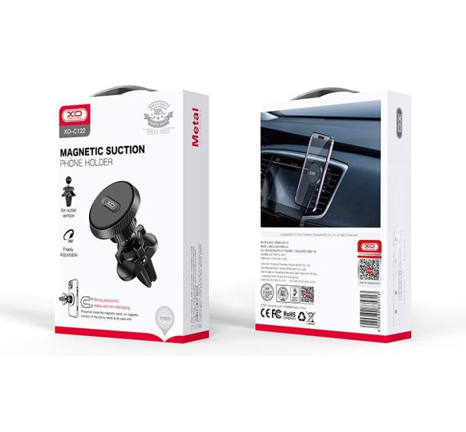 XO Автотримач XO C122 Air Vent Car Holder Round Magnetic Bracket Black