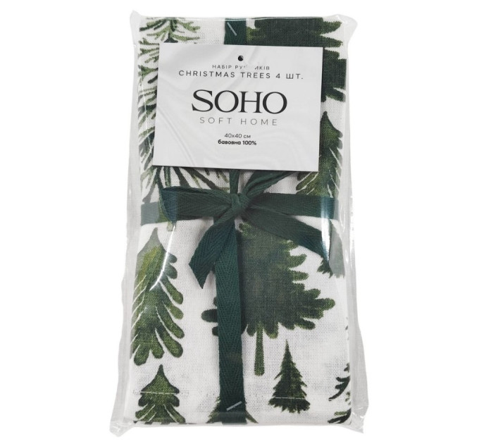 SOHO Набір рушників Soho 40x40см Christmas trees 4 шт
