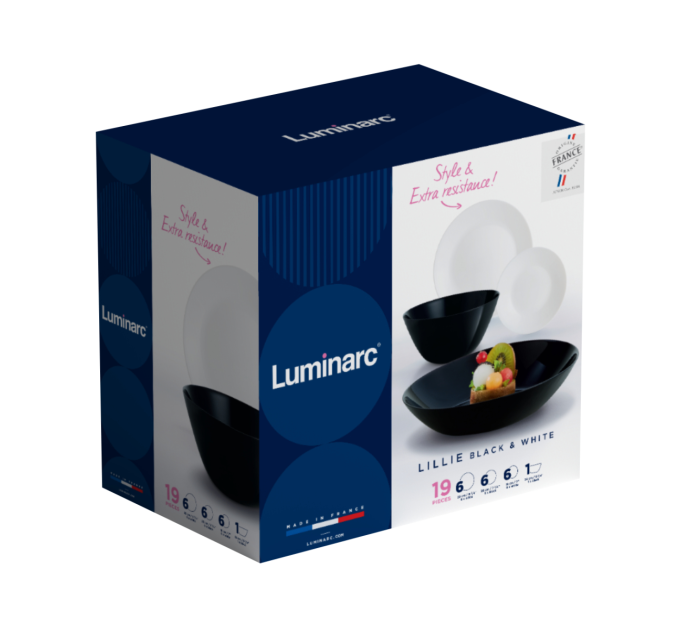 Luminarc Сервіз Luminarc Lillie Black&White, 19 предметів