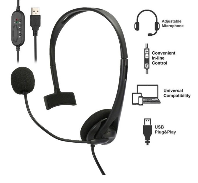 2E Навушники 2E CH11 Mono USB (2E-CH11MU)