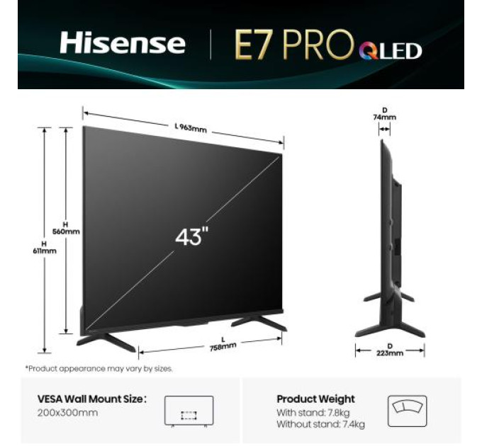 Hisense LED-телевізор Hisense 43E7Q PRO
