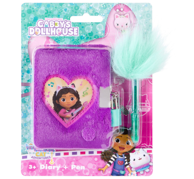 Gabby's Dollhouse Пухнастий блокнот на замочку з ручкою Disney GABBY'S DOLLHOUSE (GD99988)