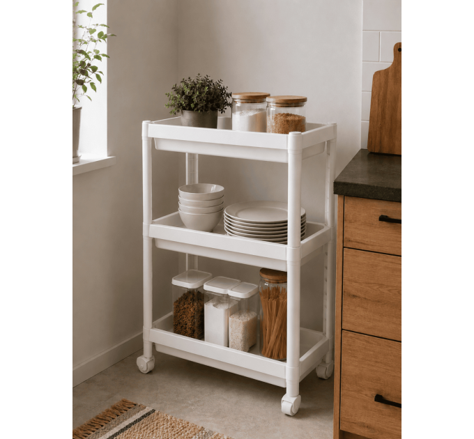 Violet House Етажерка 3-х ярусна Violet House 6015 Long Shelf 3 WHITE 54х18х67 см