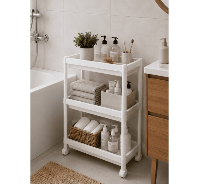 Violet House Етажерка 3-х ярусна Violet House 6015 Long Shelf 3 WHITE 54х18х67 см