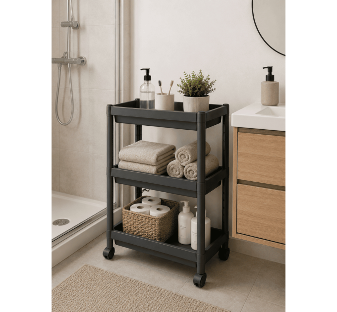 Violet House Етажерка 3-х ярусна Violet House 6015 Long Shelf 3 GREY 54х18х67 см