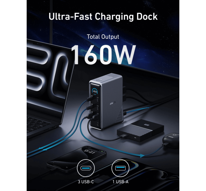 Anker Док-станція Anker Prime Charging Docking Station 14-in-1 Black
