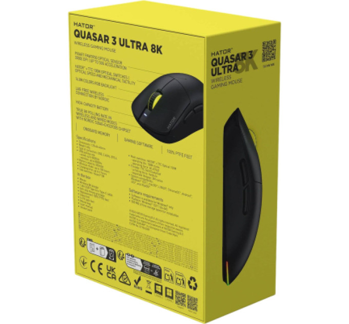Hator Мишка Hator Quasar 3 Ultra 8K Wireless Black Edition (HTM772)