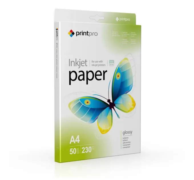 Фотопапір PrintPro глянц. 230г/м, A4 PG230-50