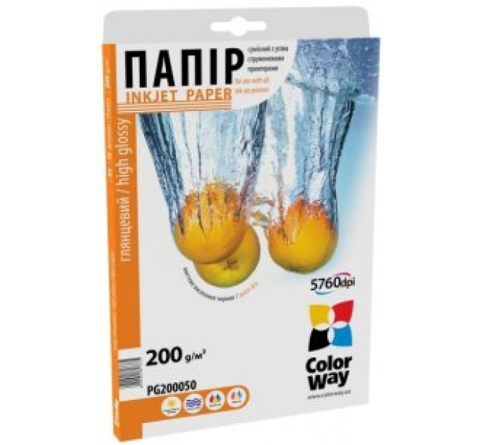 Фотопапір ColorWay глянцевий 200г/м, 10x15 PG200-50