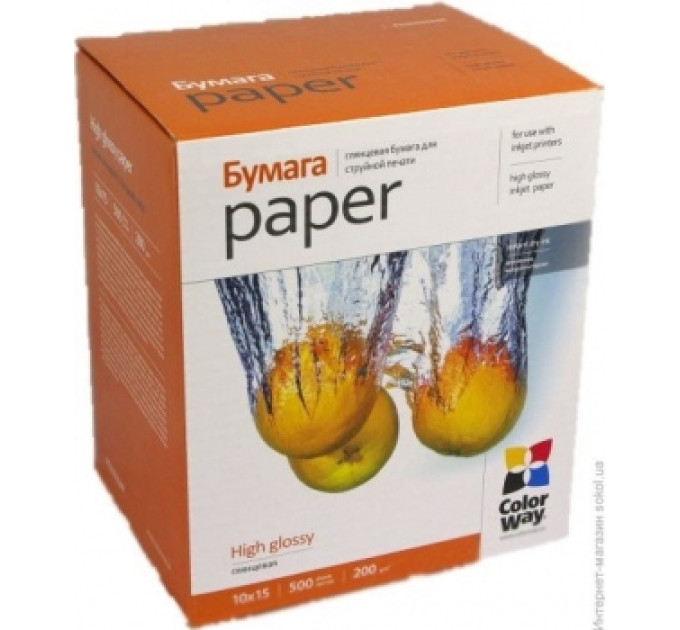 Фотопапір ColorWay глянцевий 200г/м, 10x15 PG200-500