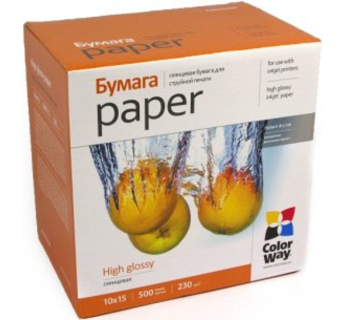 Фотопапір ColorWay глянцевий 230г/м, 10x15 PG230-500