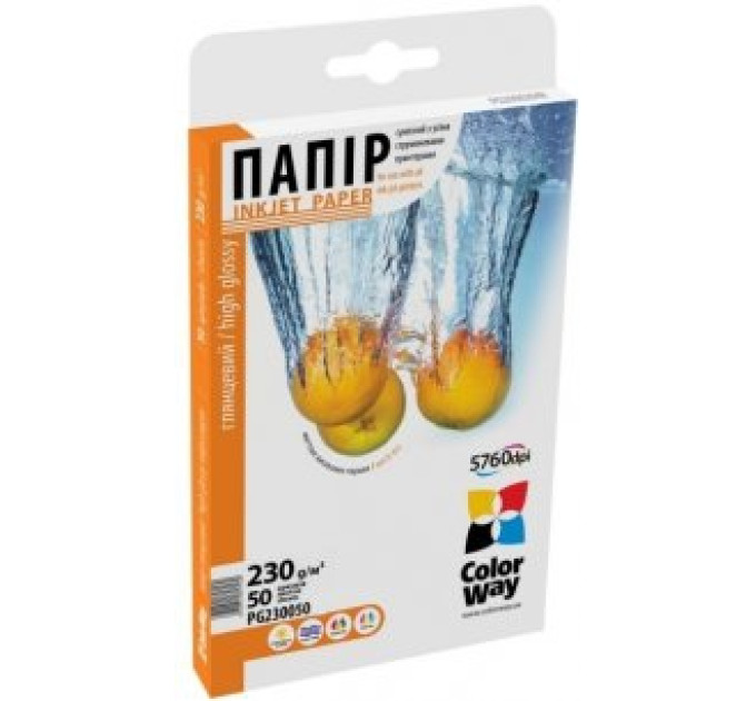 Фотопапір ColorWay глянцевий 230г/м, A4 PG230-50