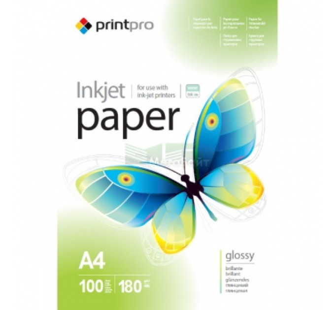 Папір PrintPro глянц. 180г/м, A4 PG180-100