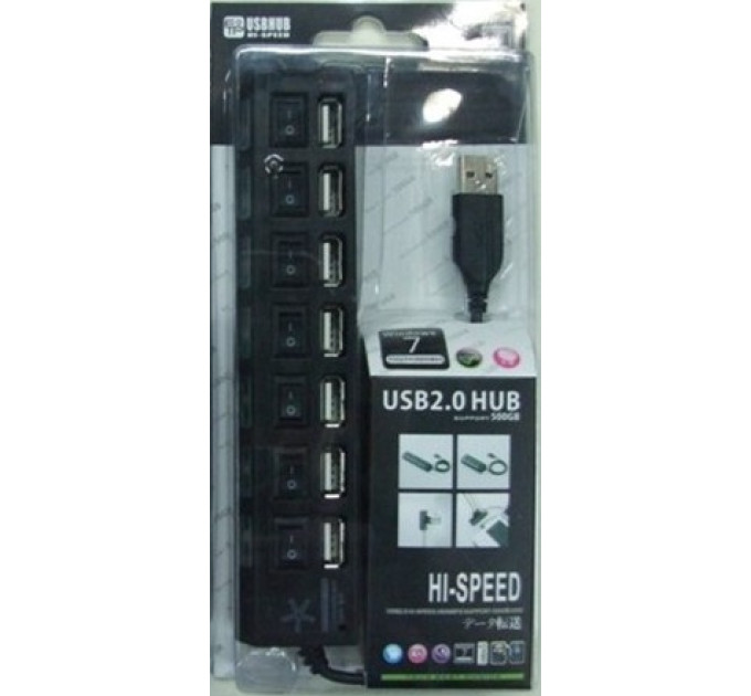 USB концентратор (Hub) TD1082 Black USB2.0, 7 портів