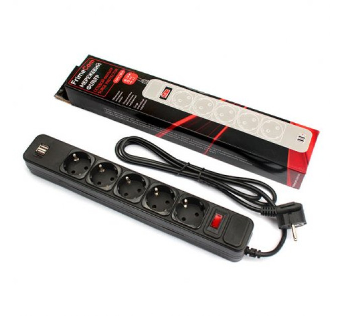 Мережевий фільтр FrimeCom (FC-BU4005W) 1.8m Black