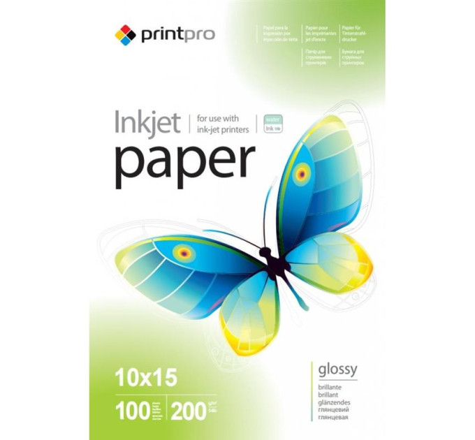 Фотопапір PrintPro глянцева 200г/м2 10x15см 100л (PGE2001004R)