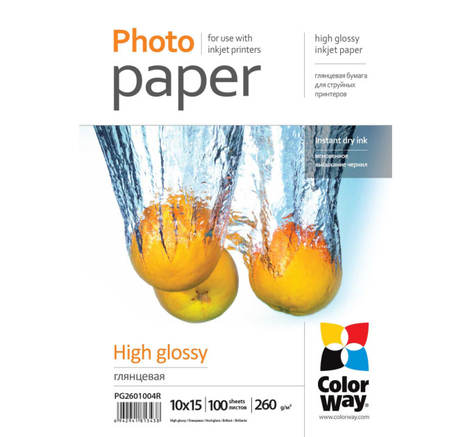 Фотопапір CW глянц. 260г/м, 10x15 PG260-100 карт.уп.