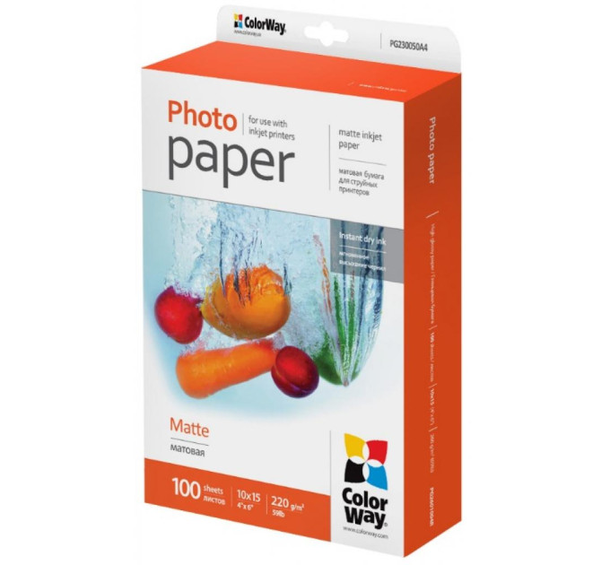 Фотопапір CW матовий 220г/м, 10x15 PM220-100