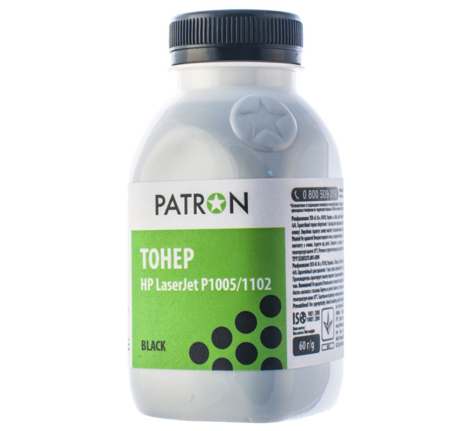 Тонер HP LJ P1005/P1102/LBP3010/LBP6000 У ФЛАКОНІ 60 г (PN-HLJP1102-060) PATRON
