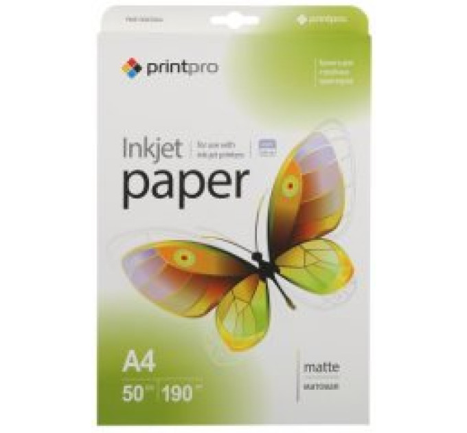 Фотопапір  PrintPro матова 190г/м, 10x15 PM190-50