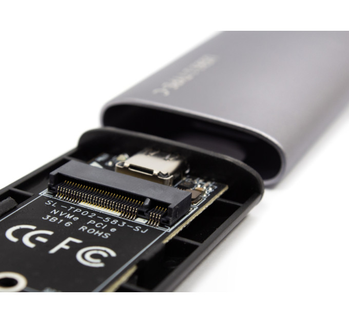 Кишеня для жорстких дисків Frime M.2 NVMe PCIe, USB 3.2 Type-C, Metal, Silver (FHE401.M2UC)