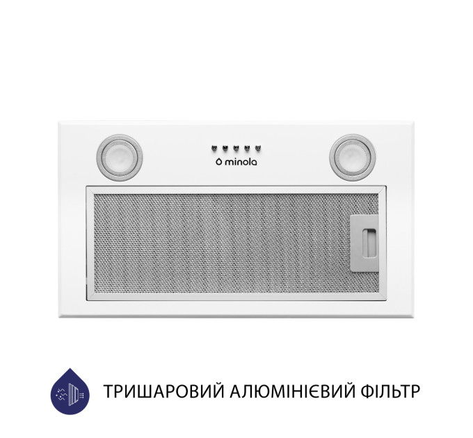 Витяжка повновбудована  Minola HBI 5722 WH 1200 LED