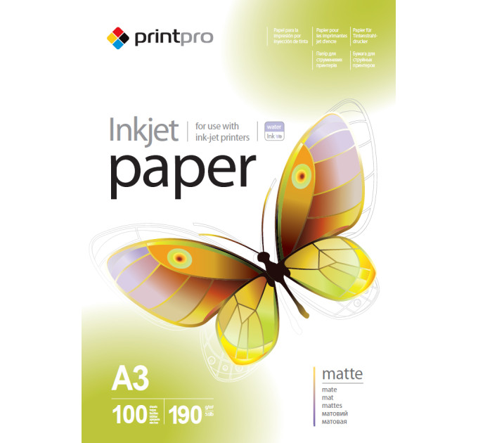 Фотопапір  PrintPro матовий 190г/м2 A3 100л (PME190100A3)