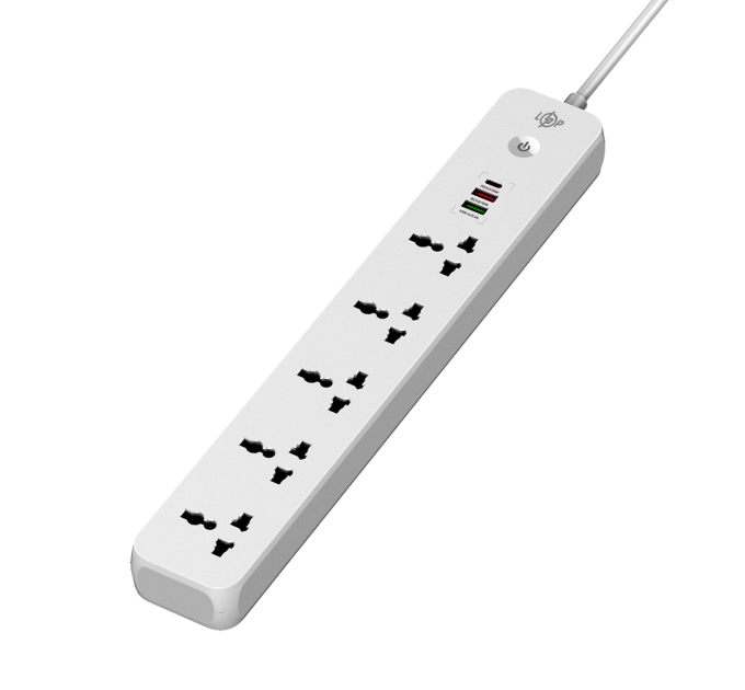 Мережевий фільтр  LogicPower (5x220V-2500W, 1xUSB-38W/PD/QC3.0, 1xType-C 20W, 1xUSB 18W)