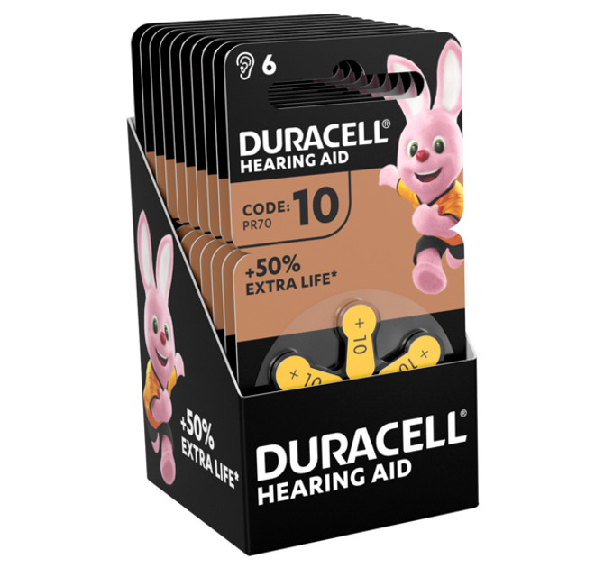 Батарейка  Duracell 10 / P10 / PR70 Zinc Air (1.4V) 6 шт