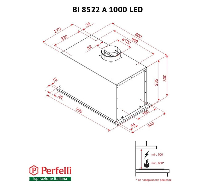 Витяжка  PERFELLI BI 8522 A 1000 I LED