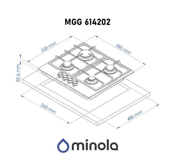 Газова поверхня MINOLA MGG 614202 WH
