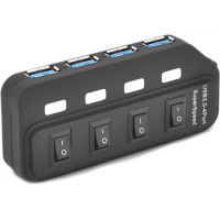 USB концентратор  (Hub) 3.0 4 порта з перемикачами Black