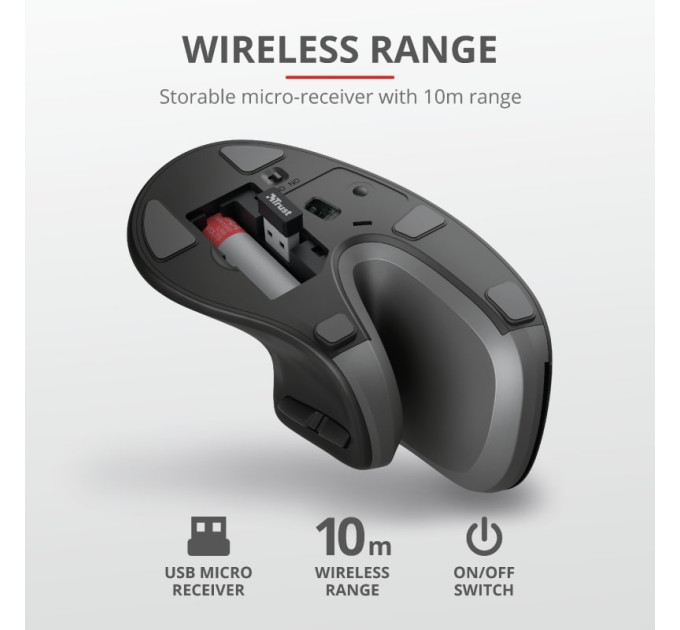 Trust Миша Trust Verro Ergonomic, WL, чорний