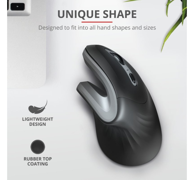 Trust Миша Trust Verro Ergonomic, WL, чорний