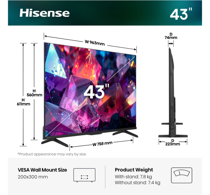 Hisense LED-телевізор Hisense 43E7S PRO